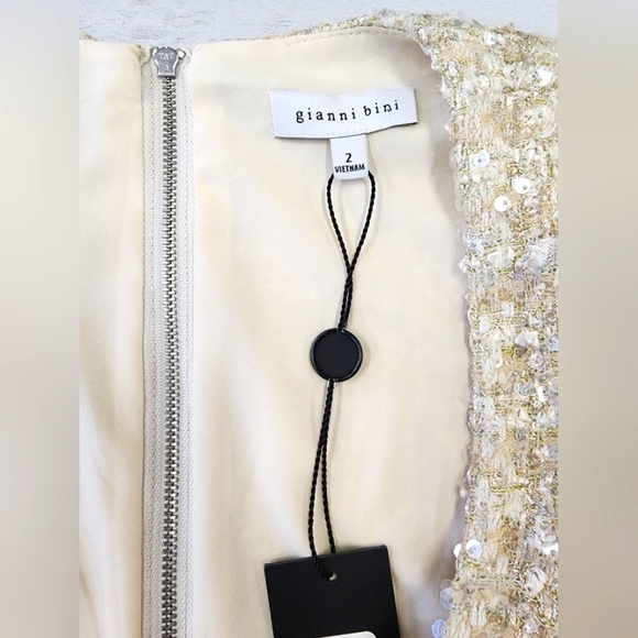 Gianni Bini Women's Cream Tweed Lissy Sequin Long Sleeve Mini Cocktail Dress, 2 - Picture 9 of 16